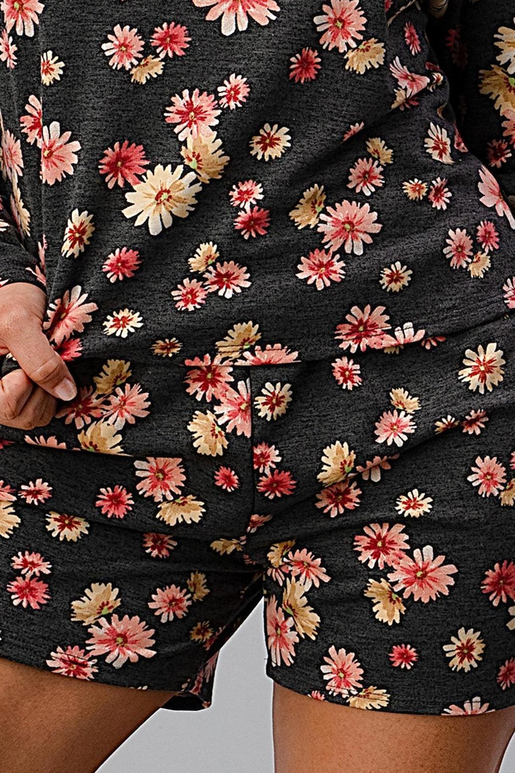 French Terry Daisy Floral Short Pj Pajama Set Product Image