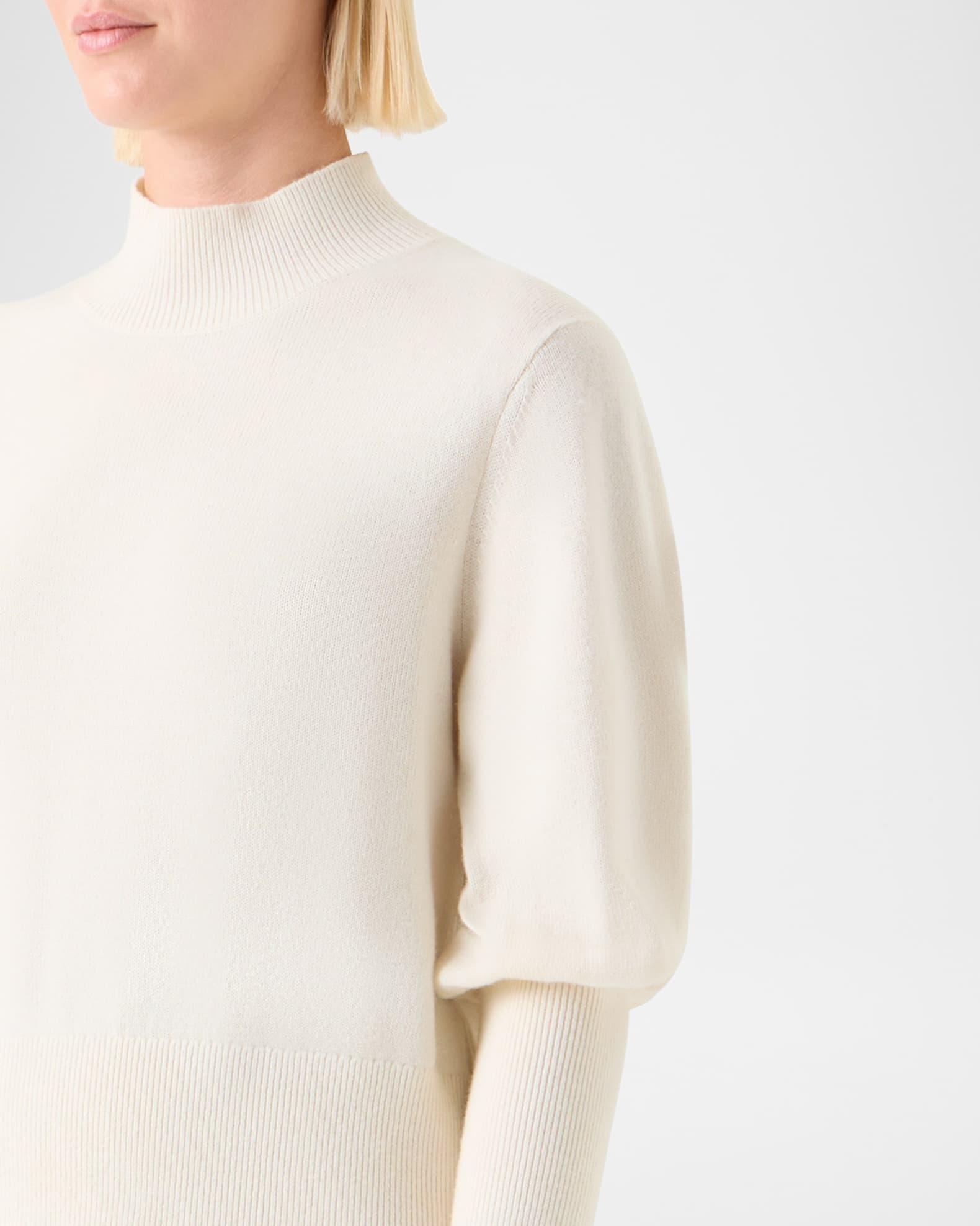 Mock Neck Blouson-Sleeve Cashwool Sweater Product Image