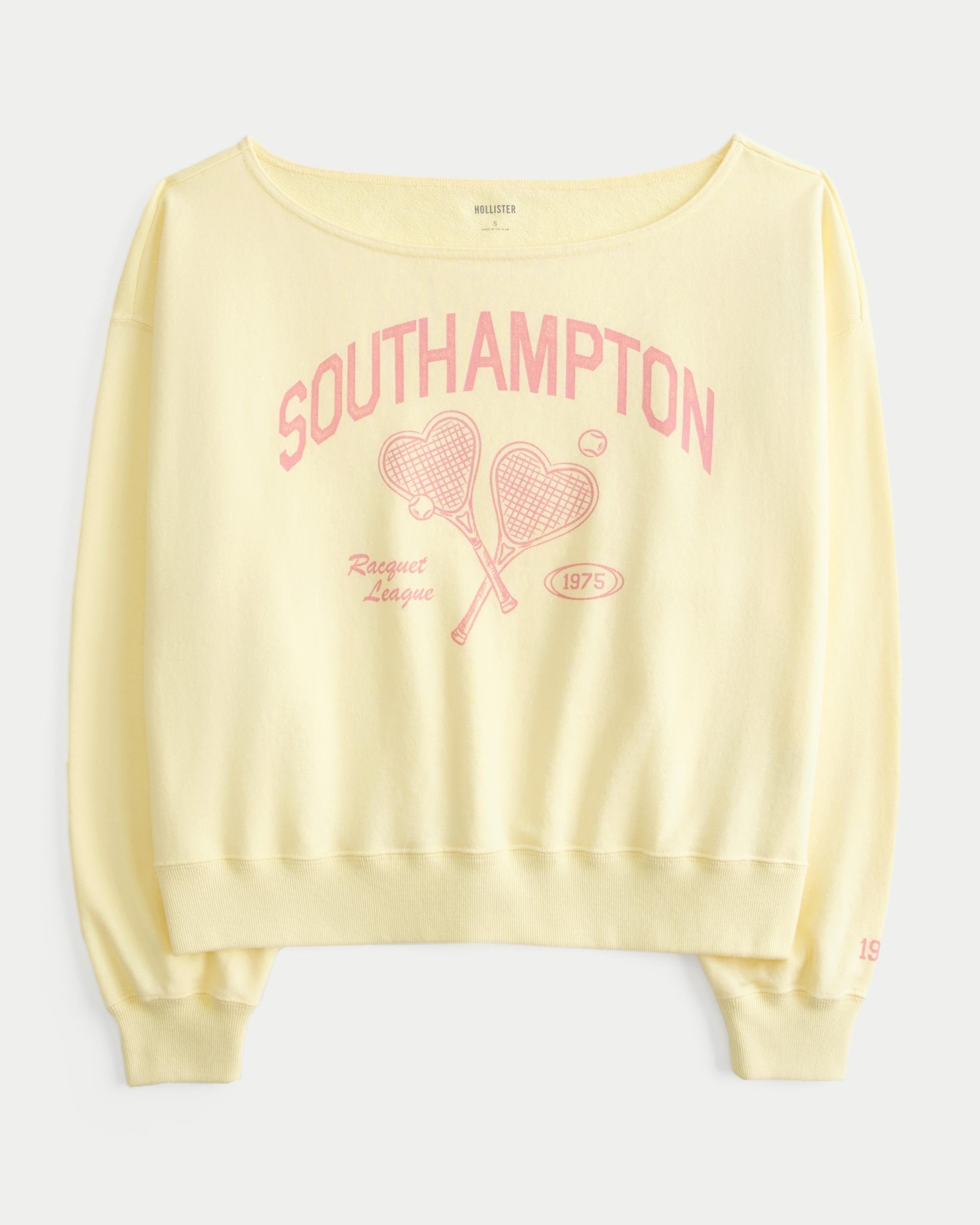 Easy Off-the-Shoulder Boston Sports Graphic Sweatshirt Product Image