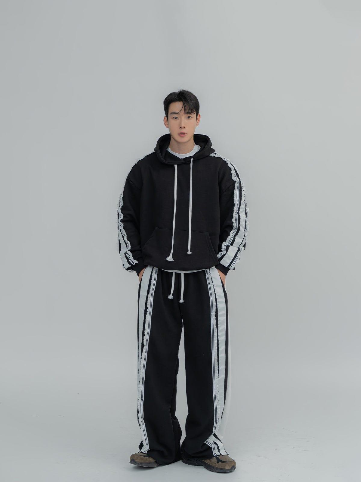 RT No. 12450 TASSEL STRIPED PULLOVER HOODIE & STRAIGHT SWEATPANTS Product Image