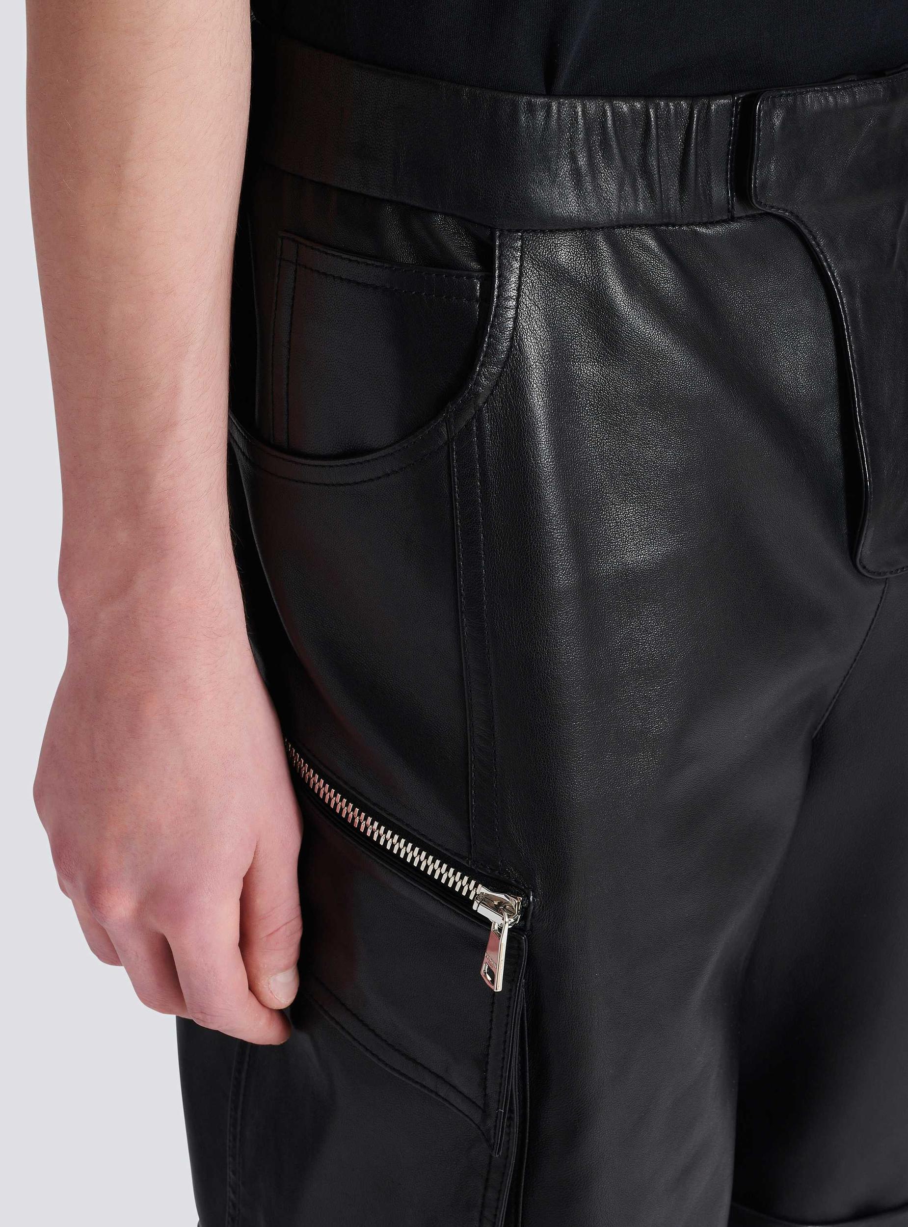 Leather cargo Bermuda shorts Product Image