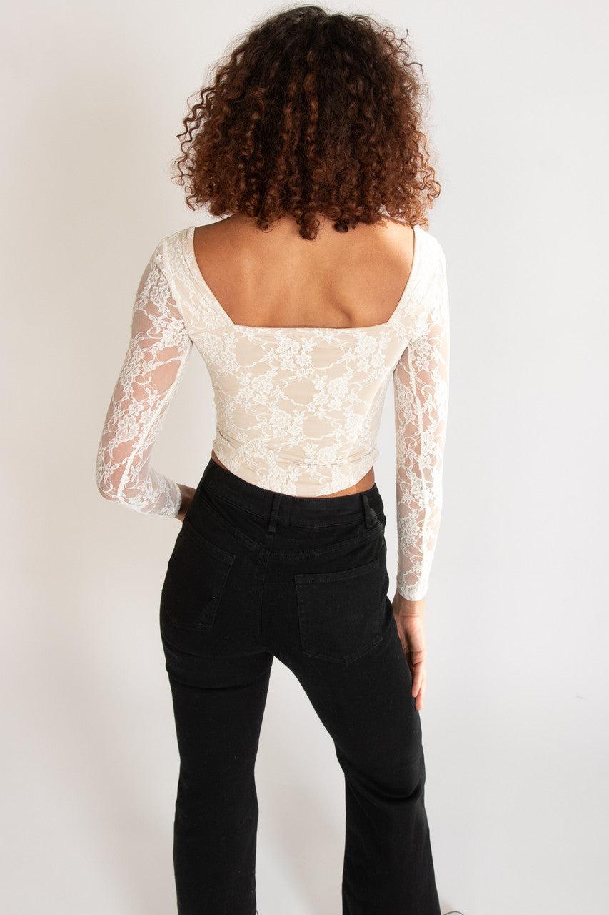 Lace Bustier Long Sleeve Top Product Image