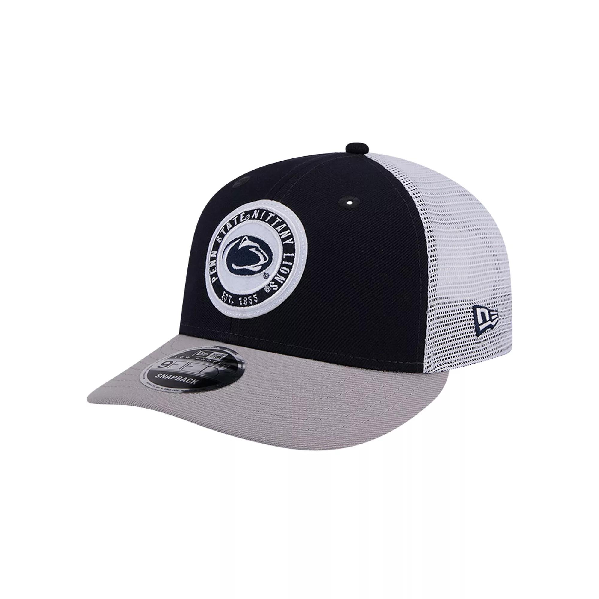 Men's New Era Navy Penn State Nittany Lions Throwback Circle Patch 9FIFTY Trucker Snapback Hat, Blue Product Image