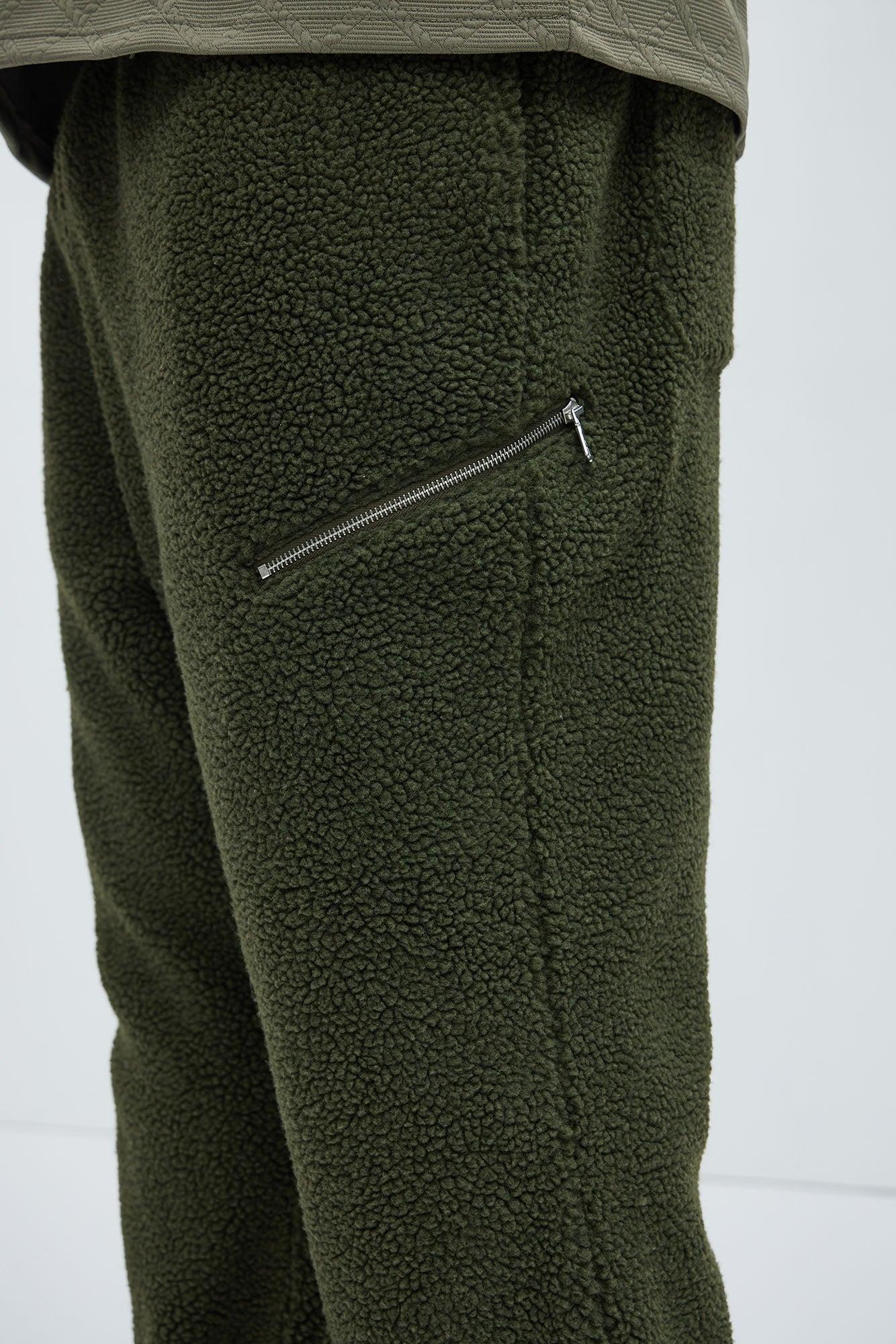 Axel Polar Fleece Zip Straight Sweatpants - Olive Product Image