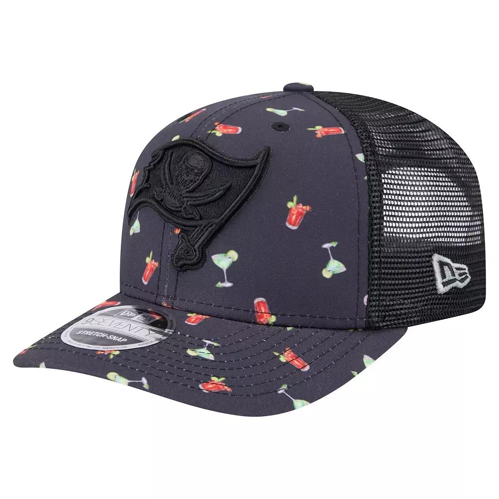 Men's New Era  Navy/Black Tampa Bay Buccaneers Adventure Drinks Pattern 9SEVENTY Stretch-Snap Hat, Blue Product Image