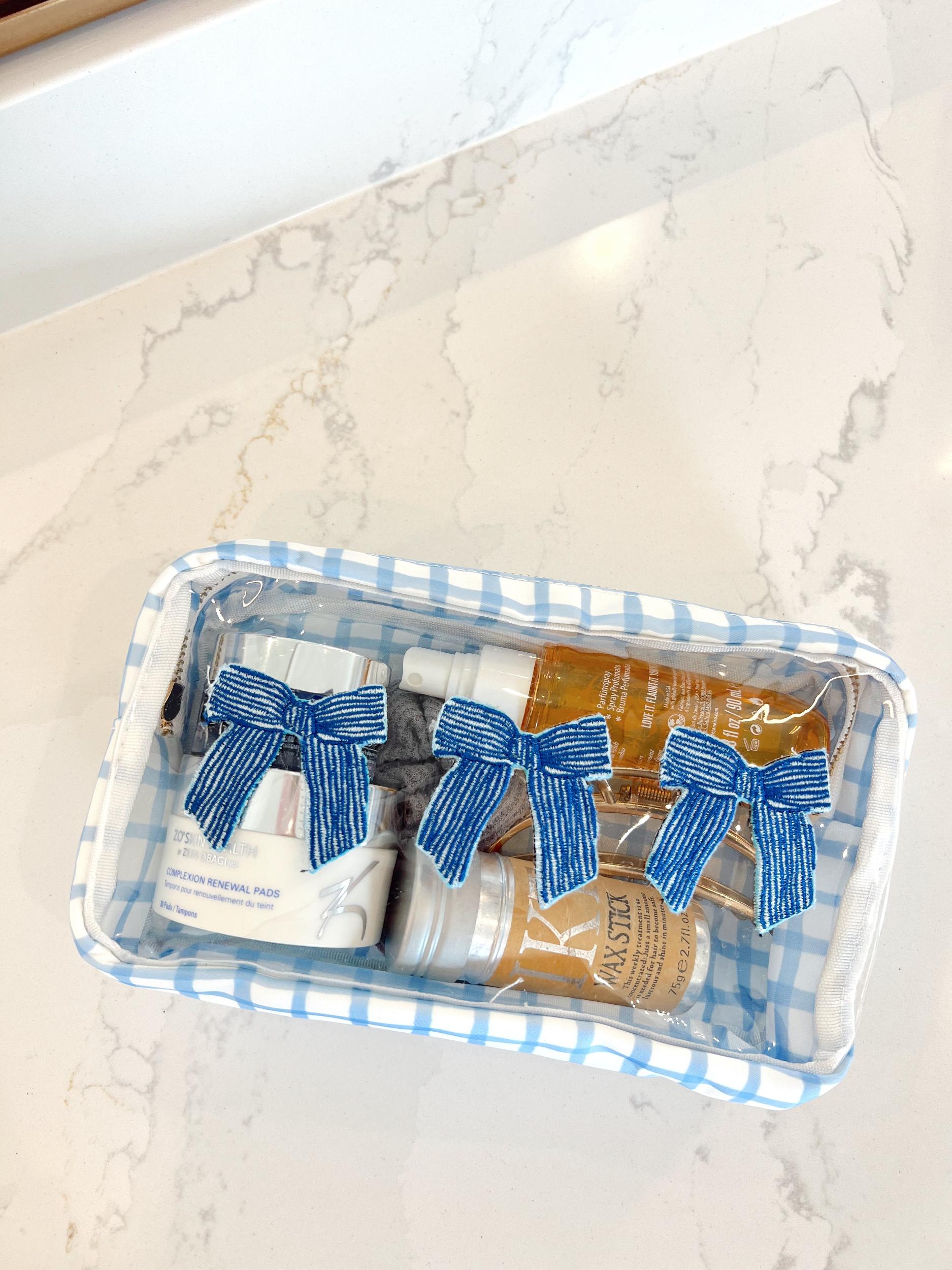 KenzKustomz Blue Trellis Zip Bag - 3 Bows Product Image
