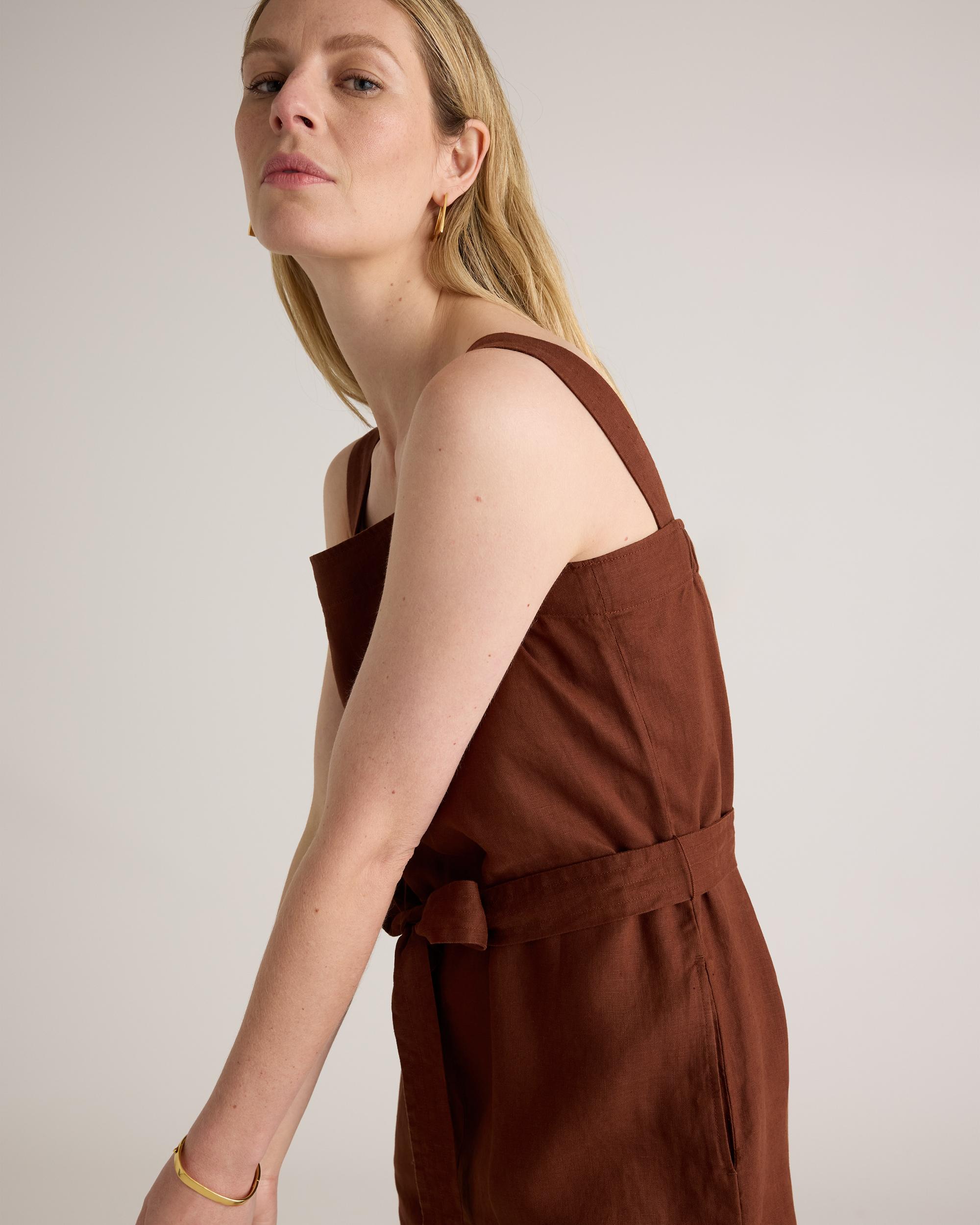 Quince | Women's 100% European Linen Square Neck Jumpsuit Product Image