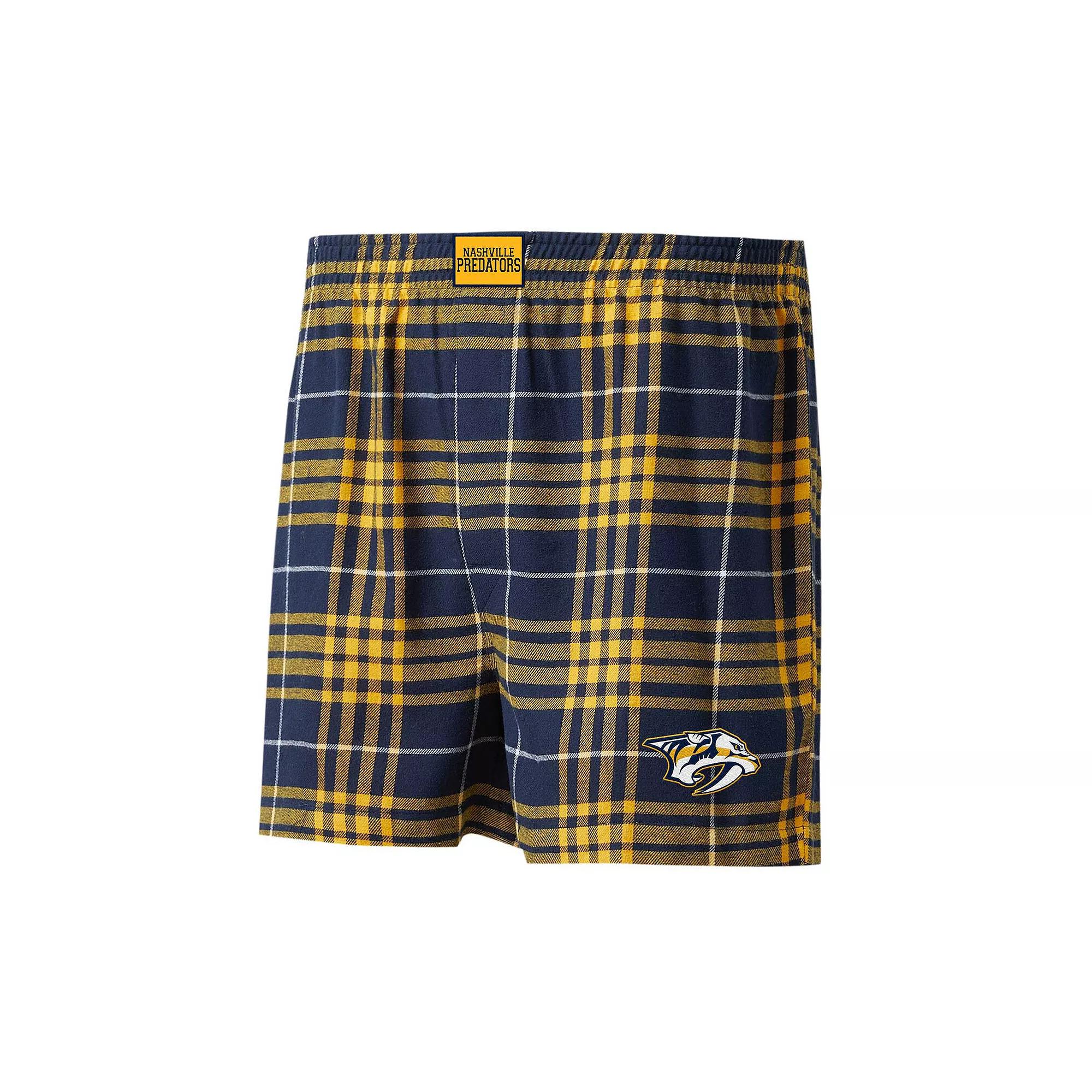Men's Concepts Sport Navy/Gold Nashville Predators Concord Flannel Boxers, Size: Large, Pdt Blue Product Image
