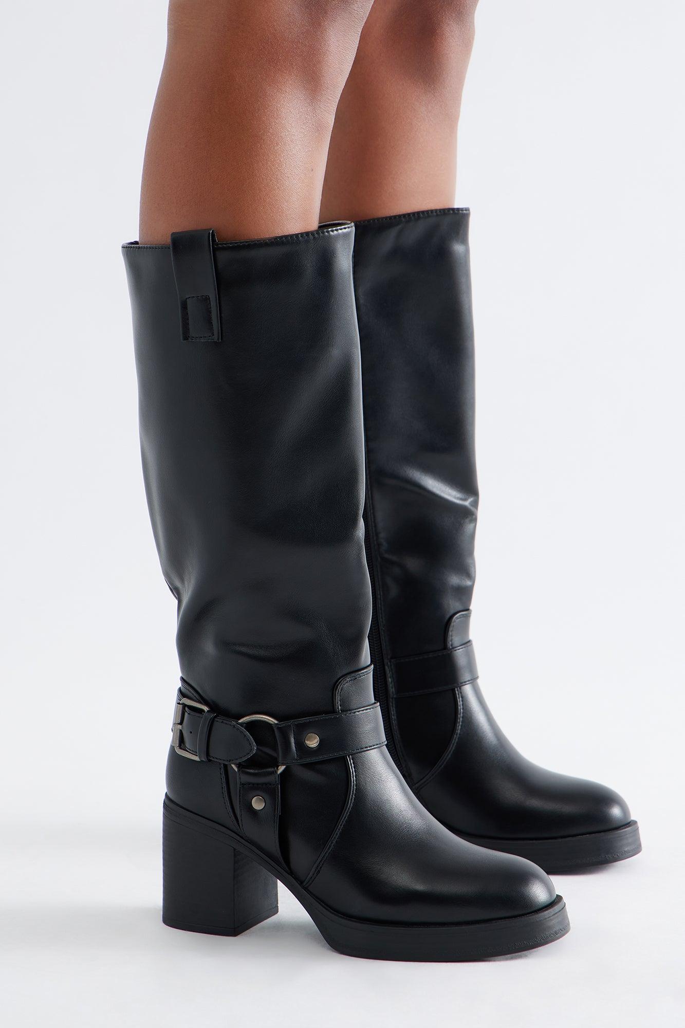 Joey Hardware Knee High Boots - Black Product Image
