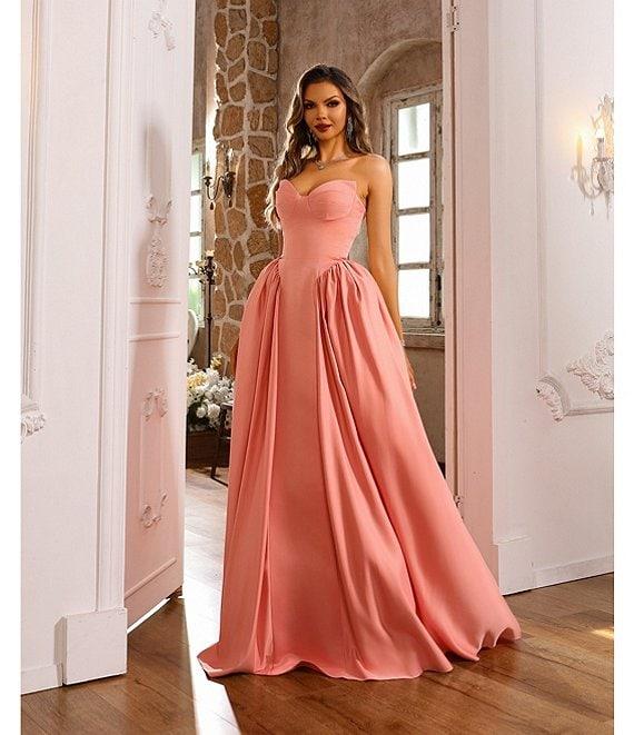 Terani Couture Sweetheart Neck Side Pleated Satin Ballgown Product Image