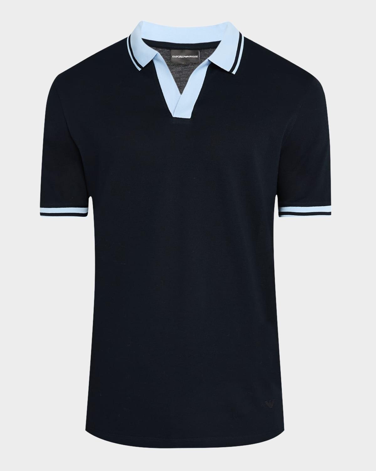 Men's Cotton Tipped Johnny Collar Polo Shirt Product Image