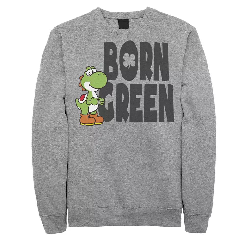 Men's Nintendo Super Mario Born Green St Patricks Day Sweatshirt,  Product Image