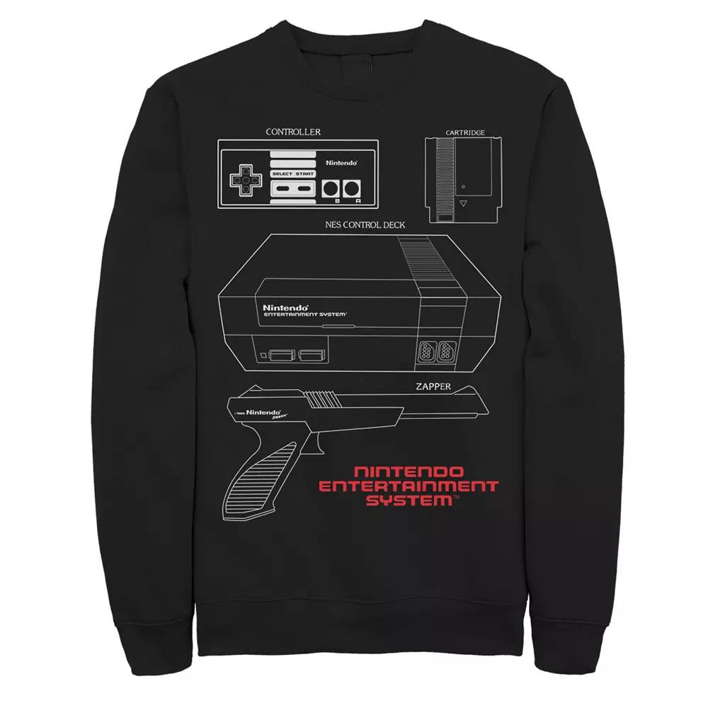 Men's Nintendo System Essentials Outline Poster Sweatshirt,  Product Image