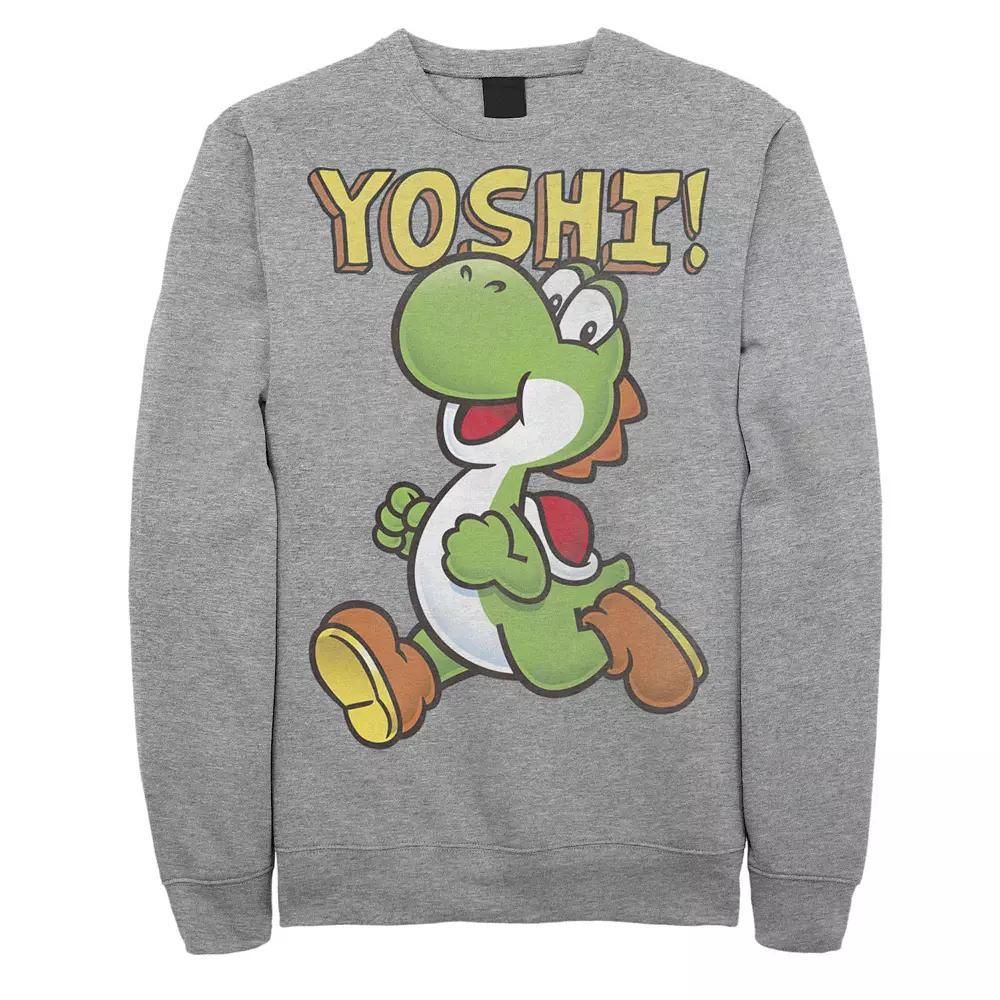 Big & Tall Nintendo Super Mario Bros Yoshi Green Dinosaur Fleece Sweatshirt, Men's, Size: 4XL, Athletic Grey Product Image