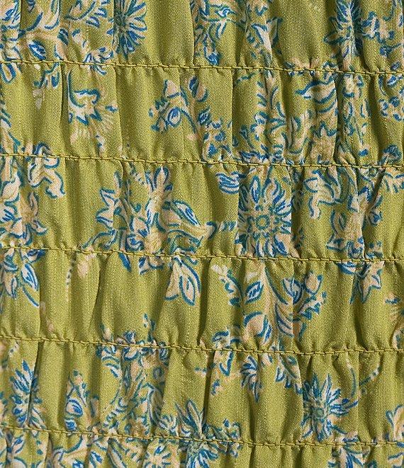 Sam Edelman Matilda Chiffon Round Neck Ruffle Sleeve Smocked Tiered Midi A-Line Dress Product Image