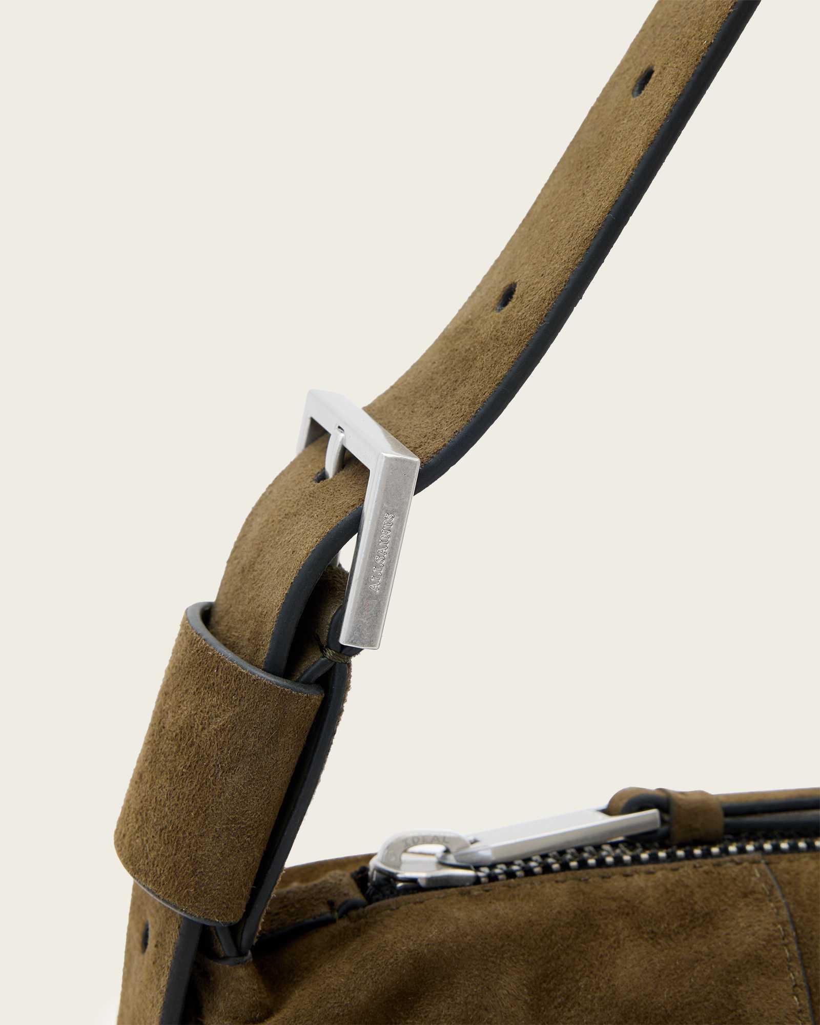 Vega Suede Shoulder Bag Olive Green | ALLSAINTS US Product Image