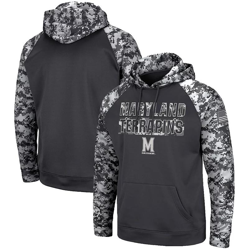 Men's Colosseum Charcoal Maryland Terrapins OHT Military Appreciation Digital Camo Pullover Hoodie, Size: Large Product Image