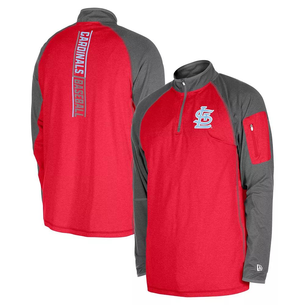 Men's New Era Red St. Louis Cardinals Father's Day Raglan Quarter-Zip Top,  Product Image