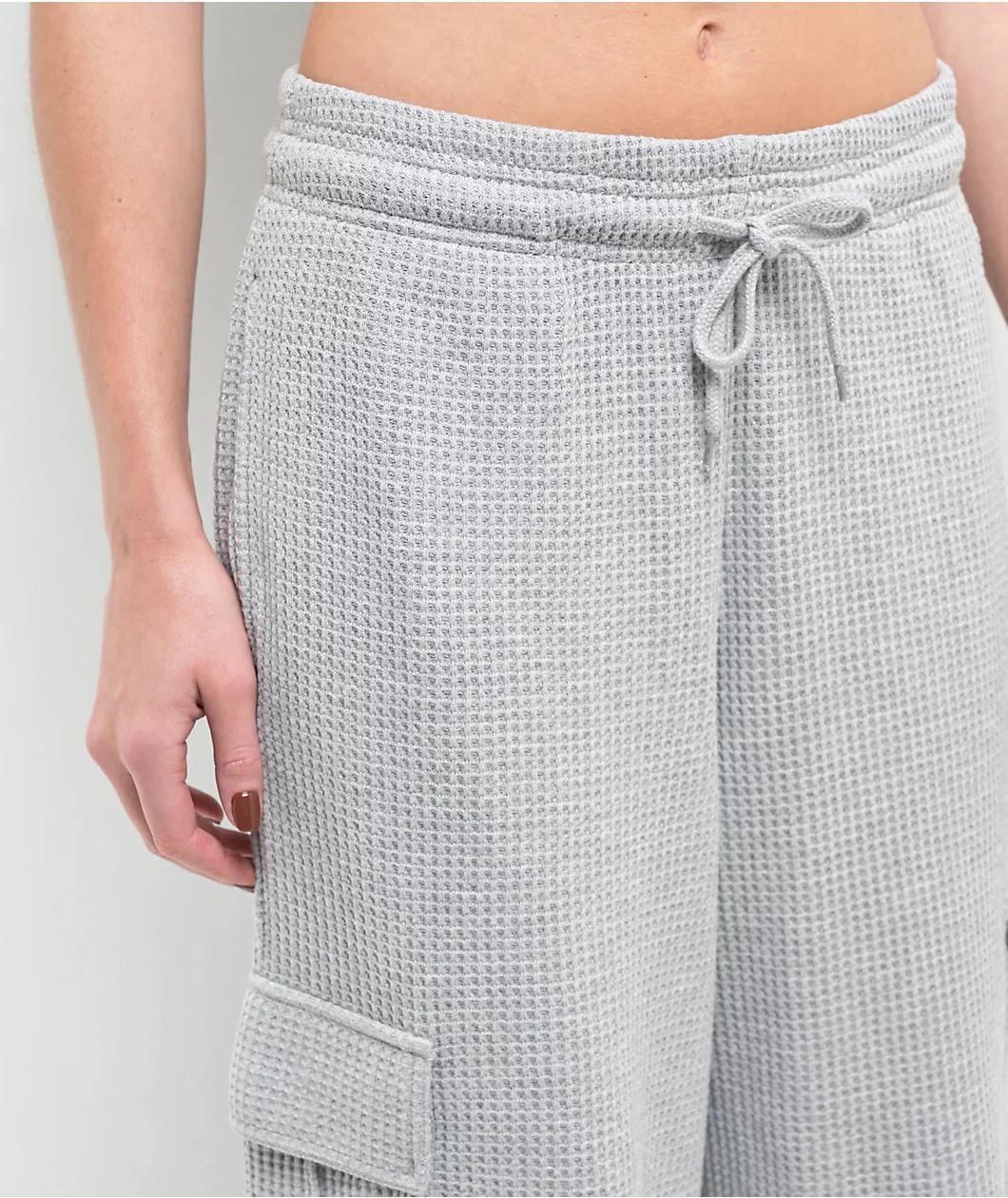 Freeworld Nola Waffle Grey Cargo Relaxed Sweatpants Product Image
