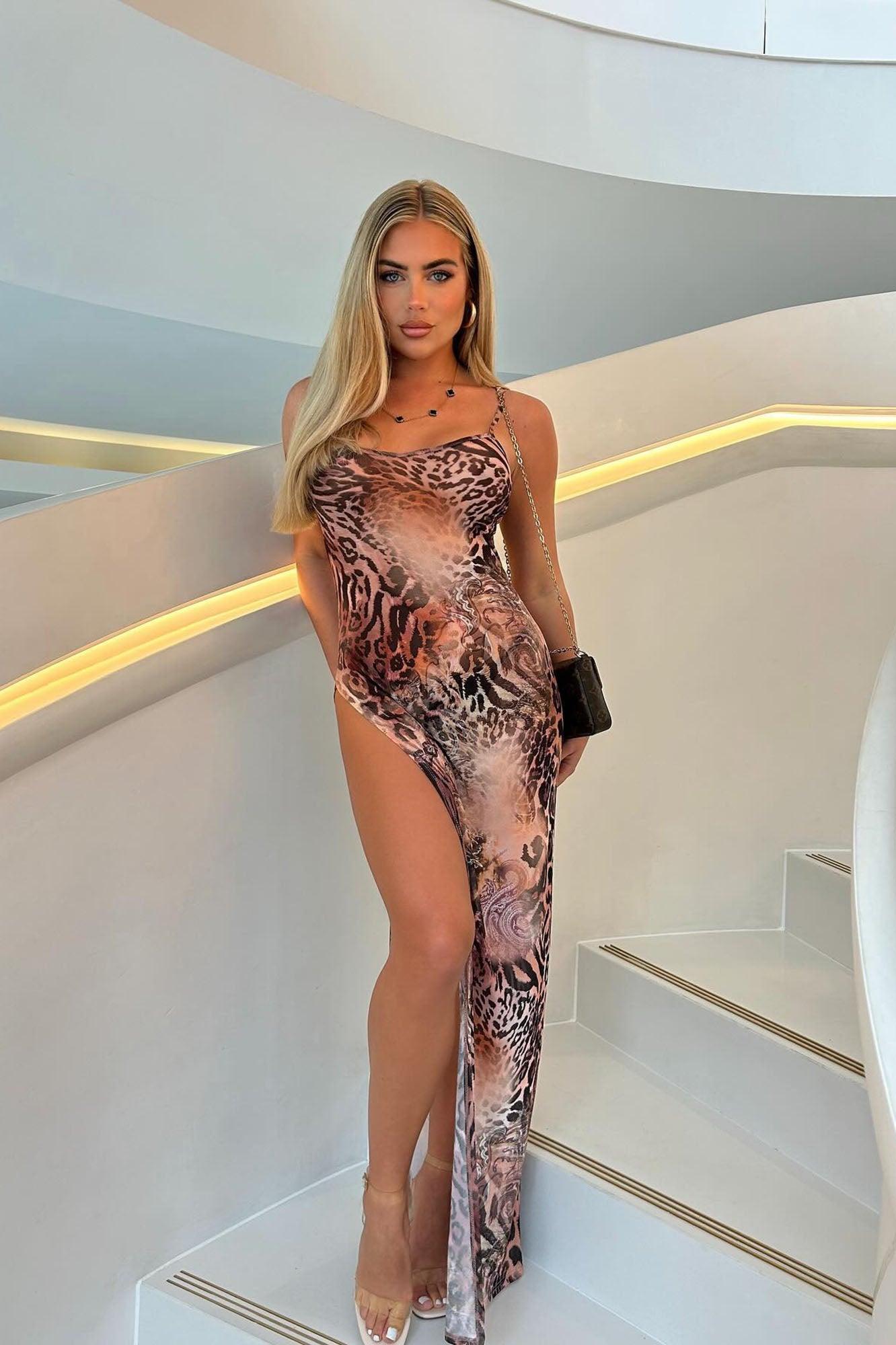 Safari Paradise Cover Up Maxi Dress - Brown/combo Product Image