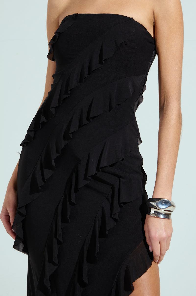 ELLA MESH BLACK TUBE DRESS Product Image
