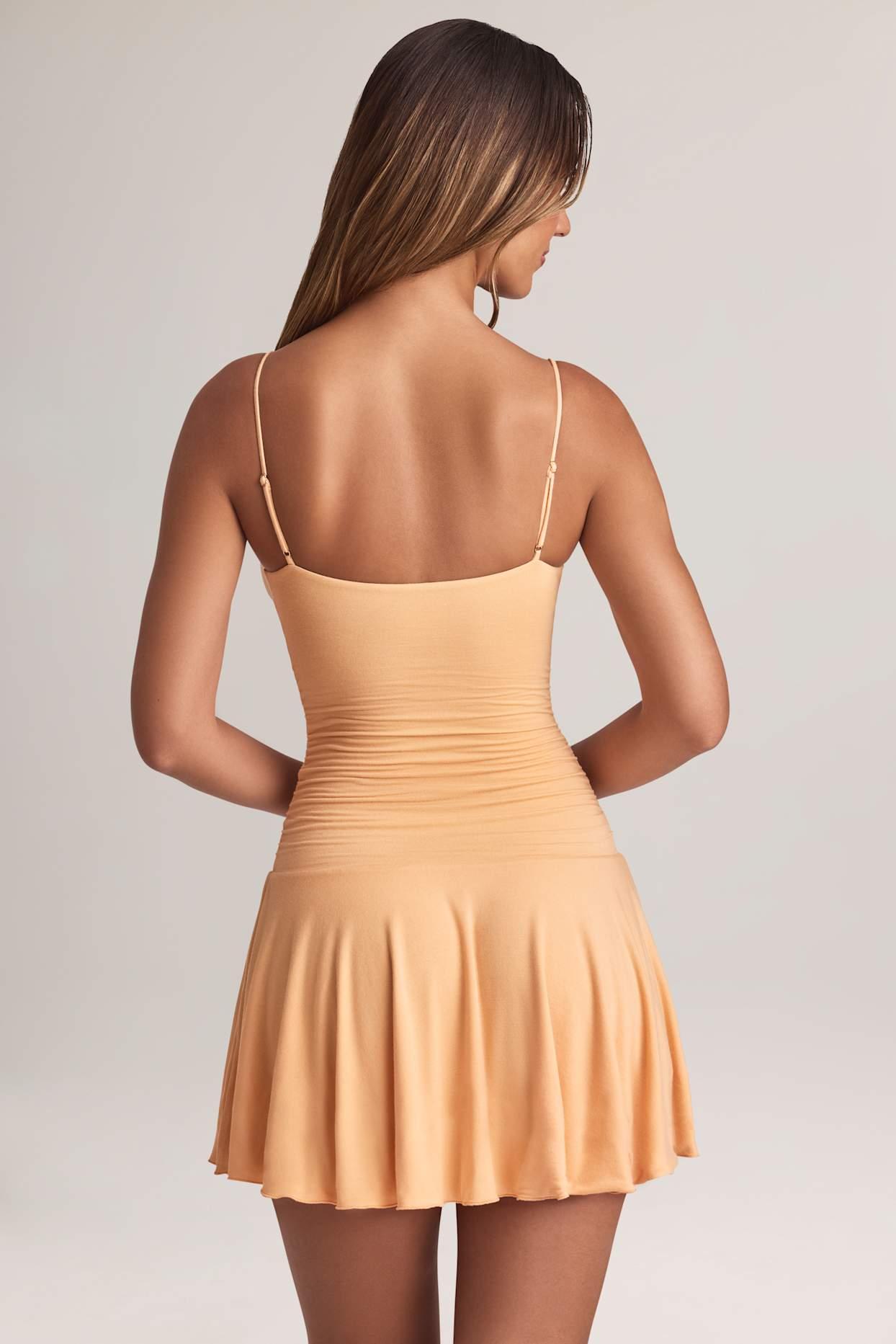 Modal Ruched A-Line Mini Dress in Peach Product Image