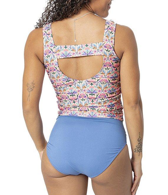 Janela Bay Solid Ribbed Shirred High Waist Swim Bottom Product Image