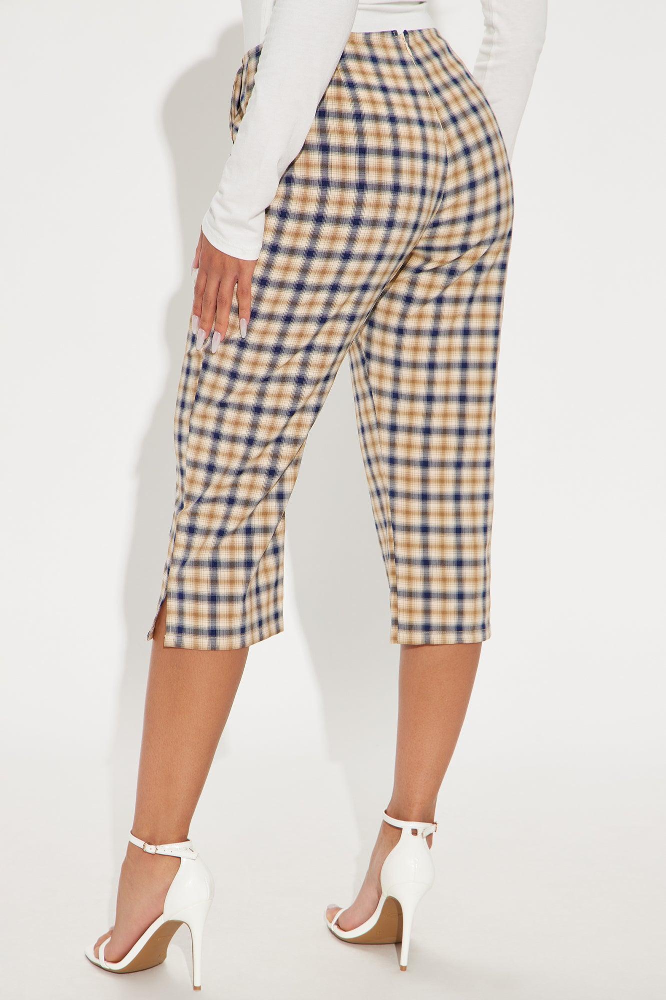 Making Memories Plaid Capri Pant - Navy/combo Product Image