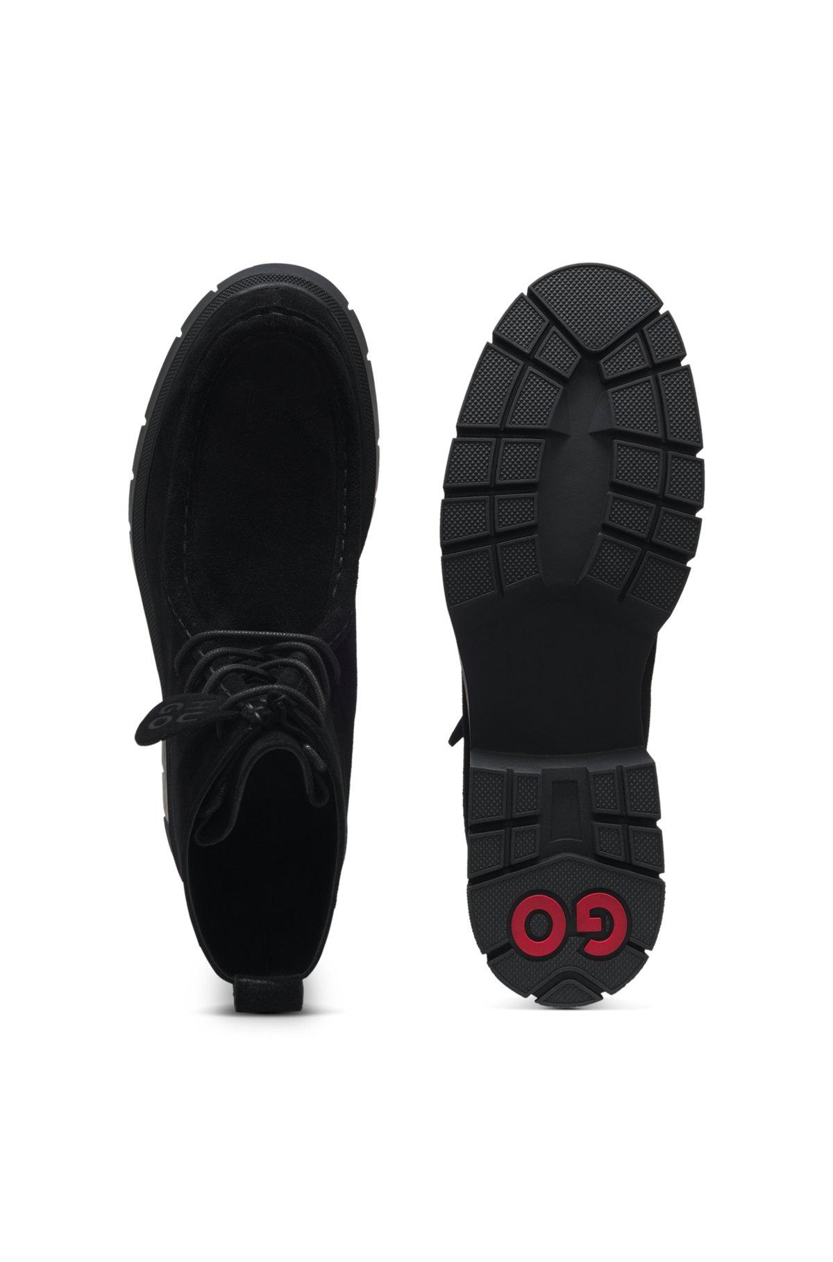 Lace-up boots in suede with removable logo tag Product Image