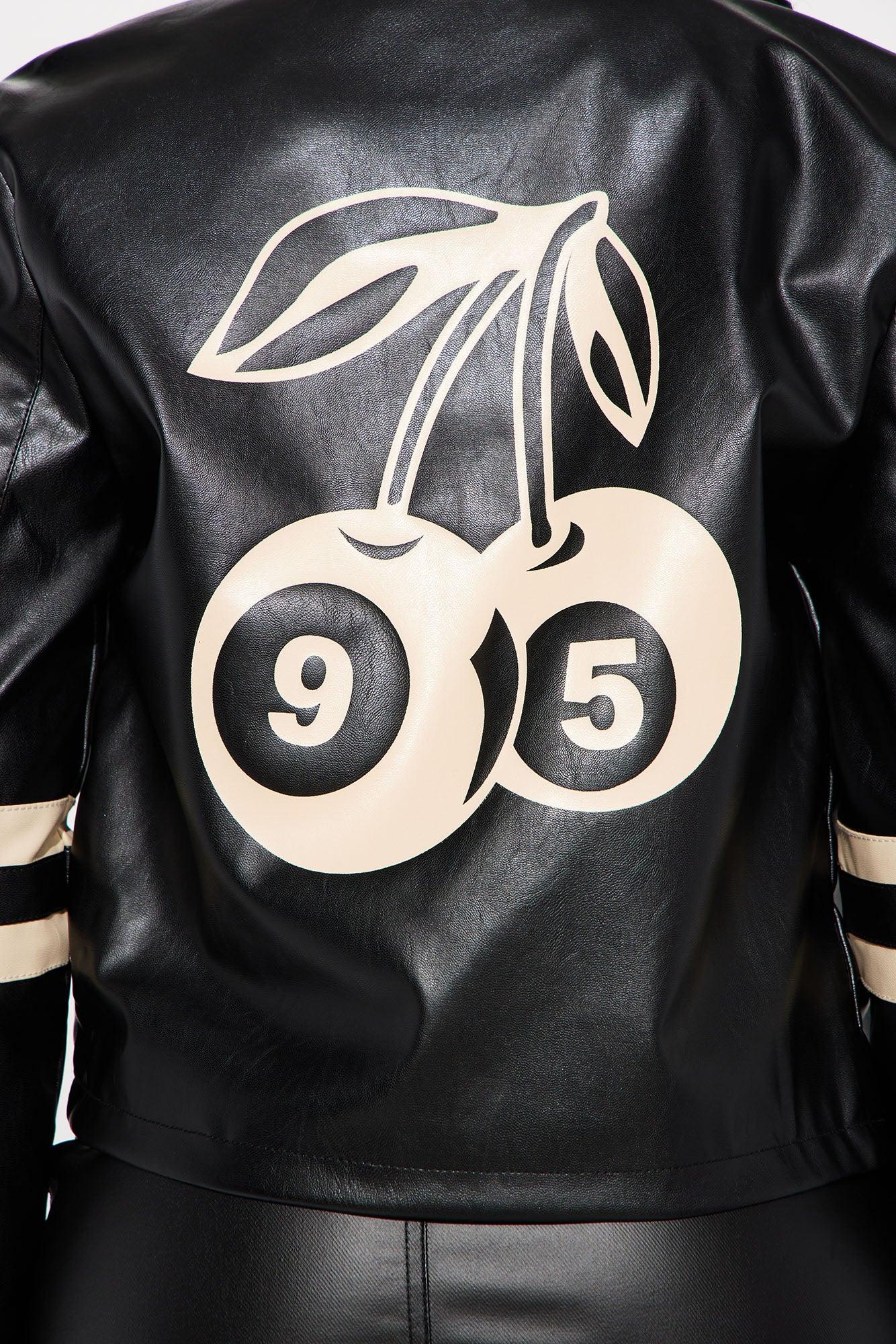 Cherry On Top Faux Leather Jacket - Black/combo Product Image