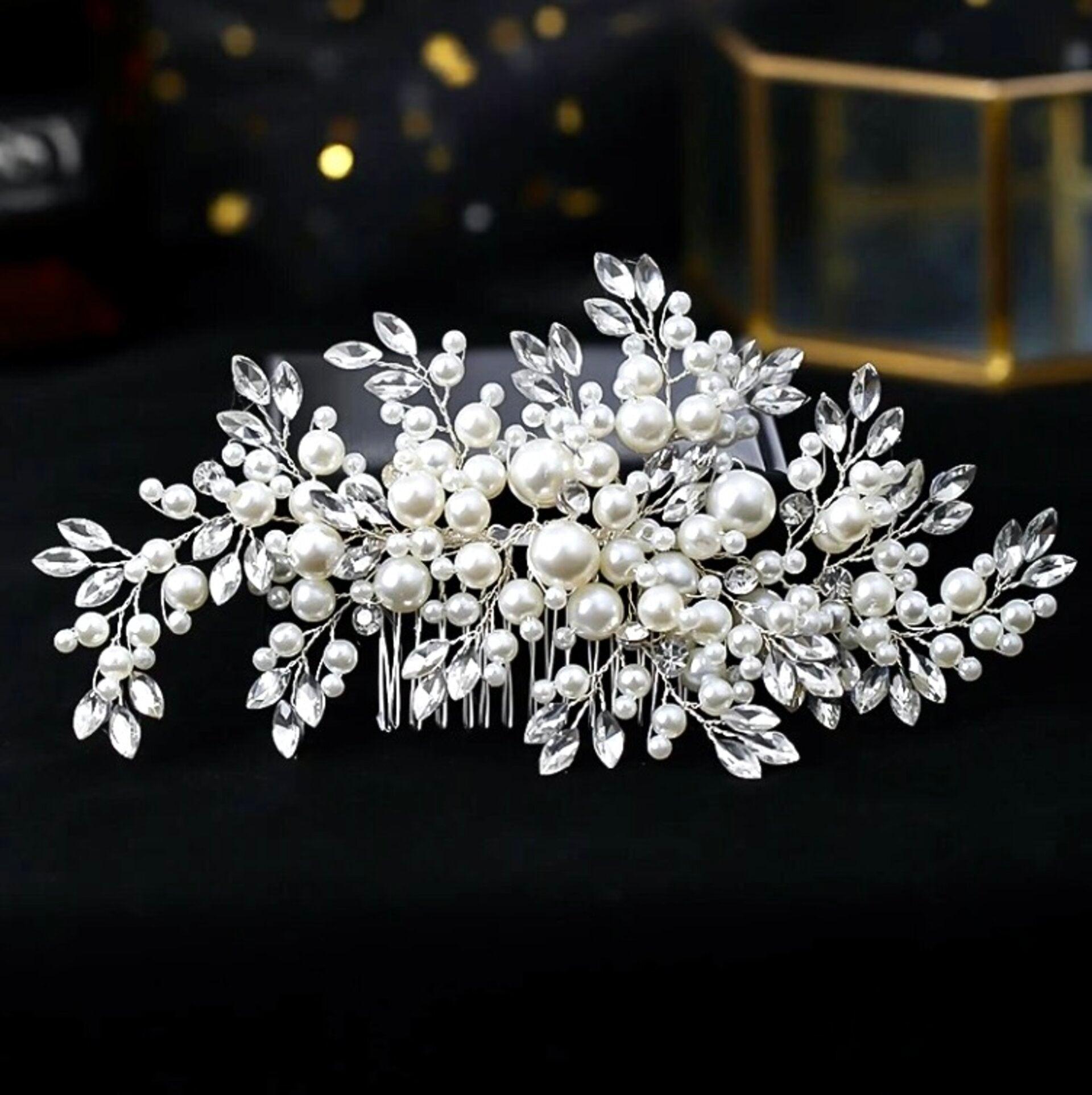 "Anjelica" - Pearl and Crystal Bridal Hair Comb Product Image
