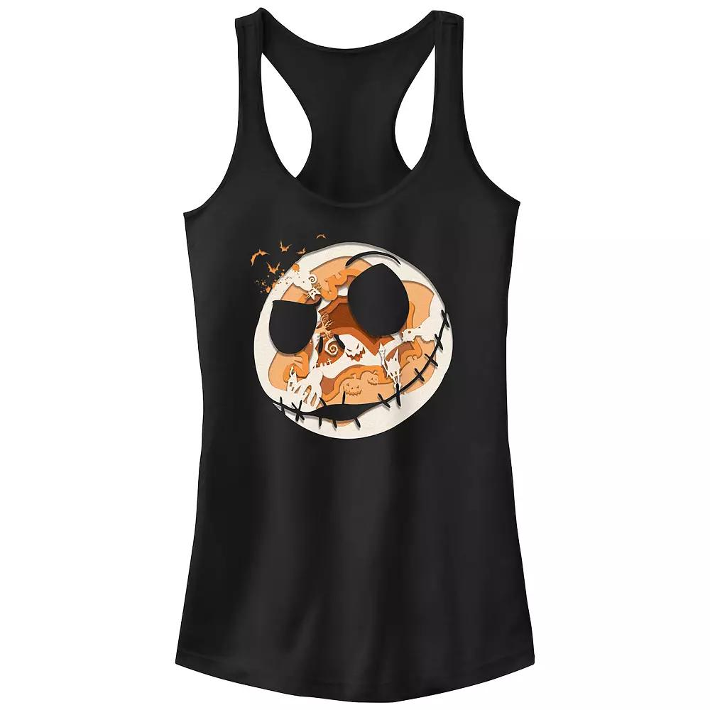 Disney's The Nightmare Before Christmas Jack Skellington Spooky Head Juniors' Racerback Tank Top, Girl's, Size: Medium, Black Product Image
