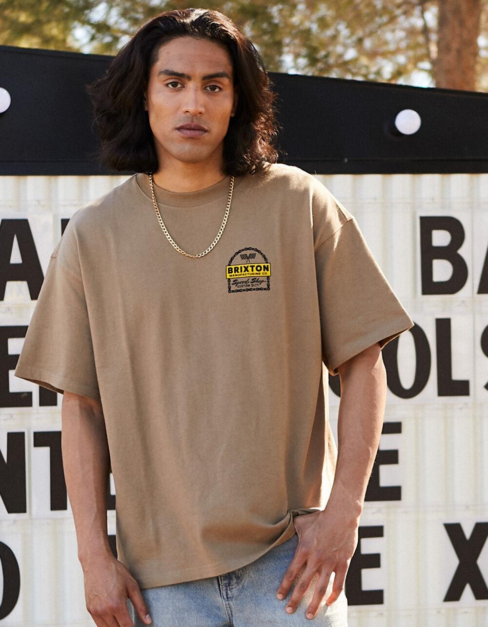 BRIXTON Drayton Mens Heavyweight Relaxed Tee - KHAKI Product Image