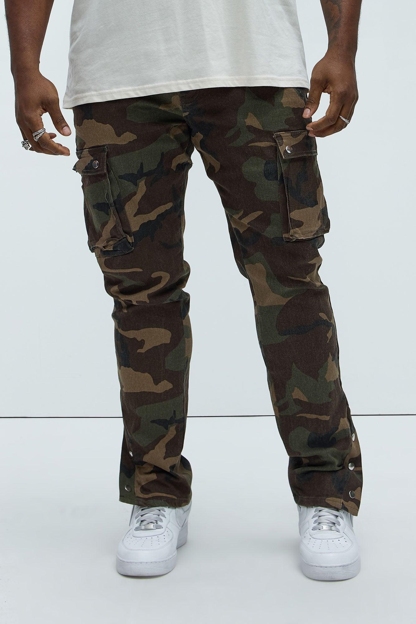 Out These Streets Cargo Stacked Skinny Pants - Camouflage Product Image