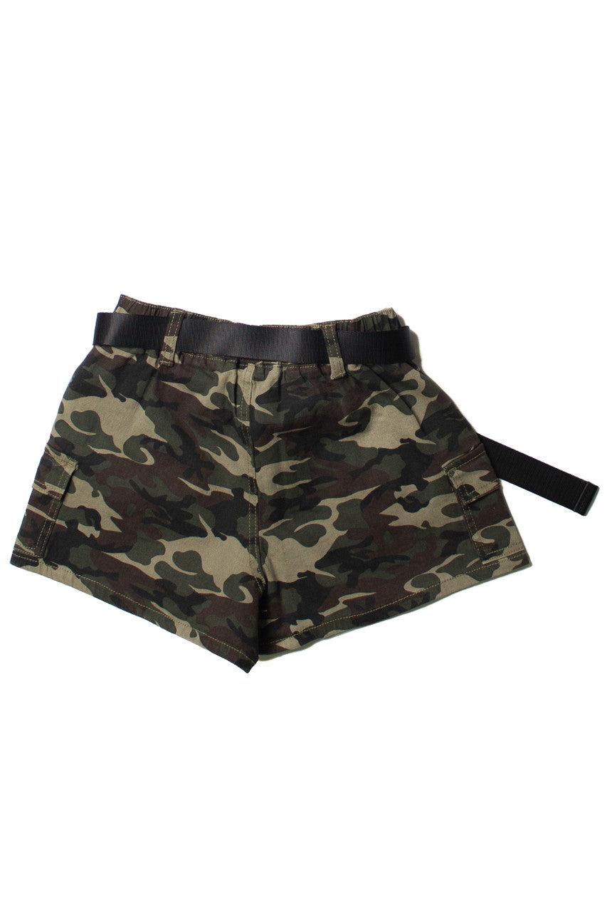 Belted Camouflage Cargo Shorts Product Image