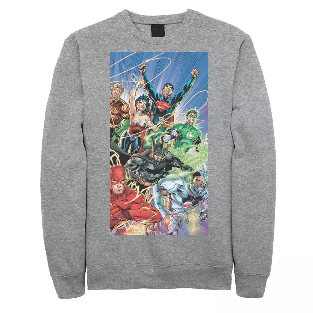 Men's Justice League Fandom Collage Poster Sweatshirt,  Product Image