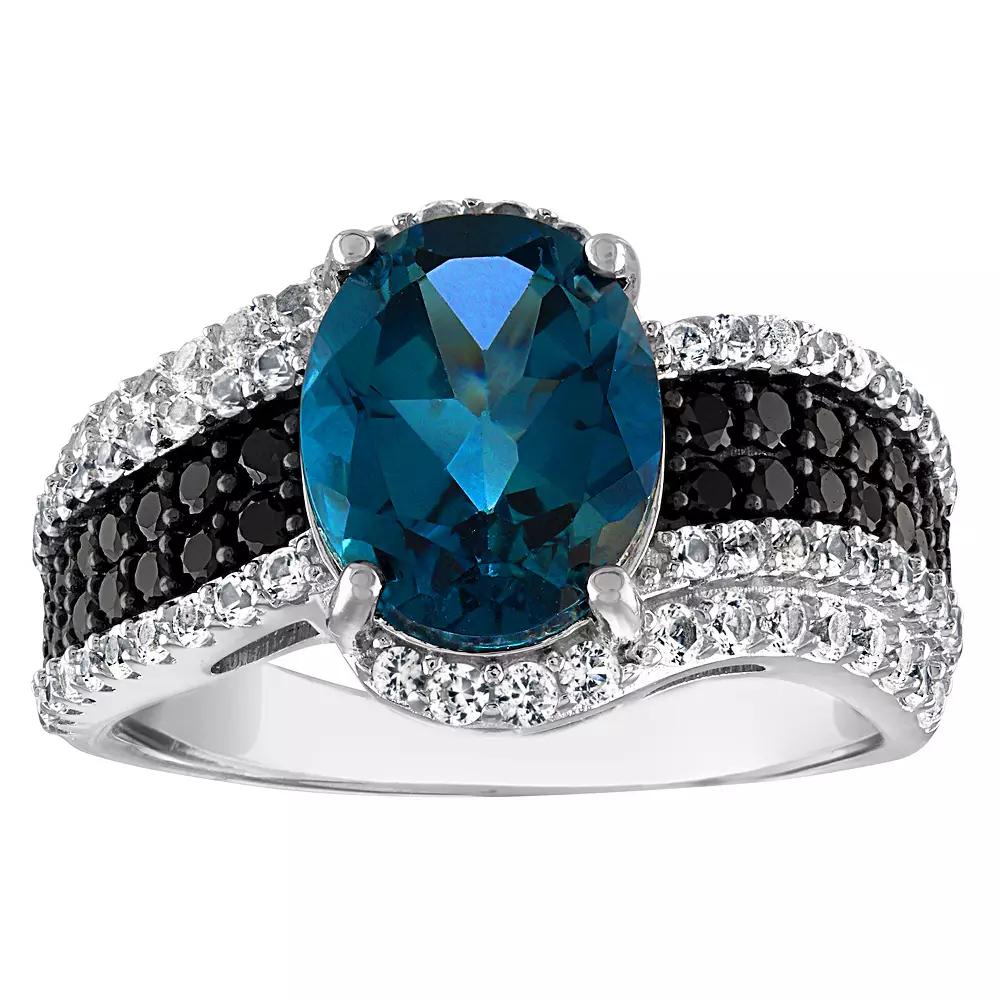 Designs by Gioelli Sterling Silver London Blue Topaz & Black Spinel Ring, Women's,  Product Image