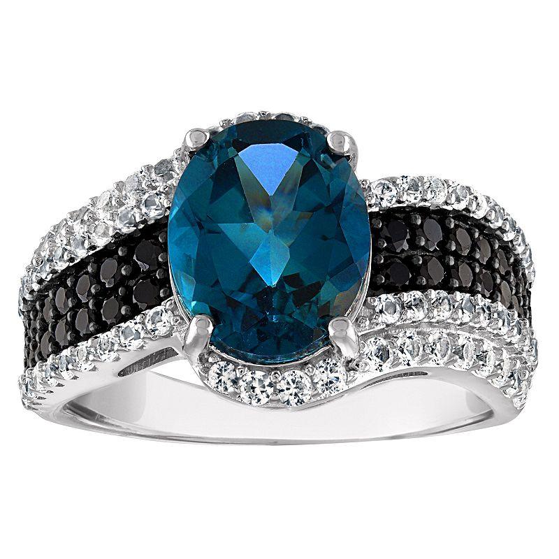 Designs by Gioelli Sterling Silver London Blue Topaz & Black Spinel Ring, Women's,  Product Image