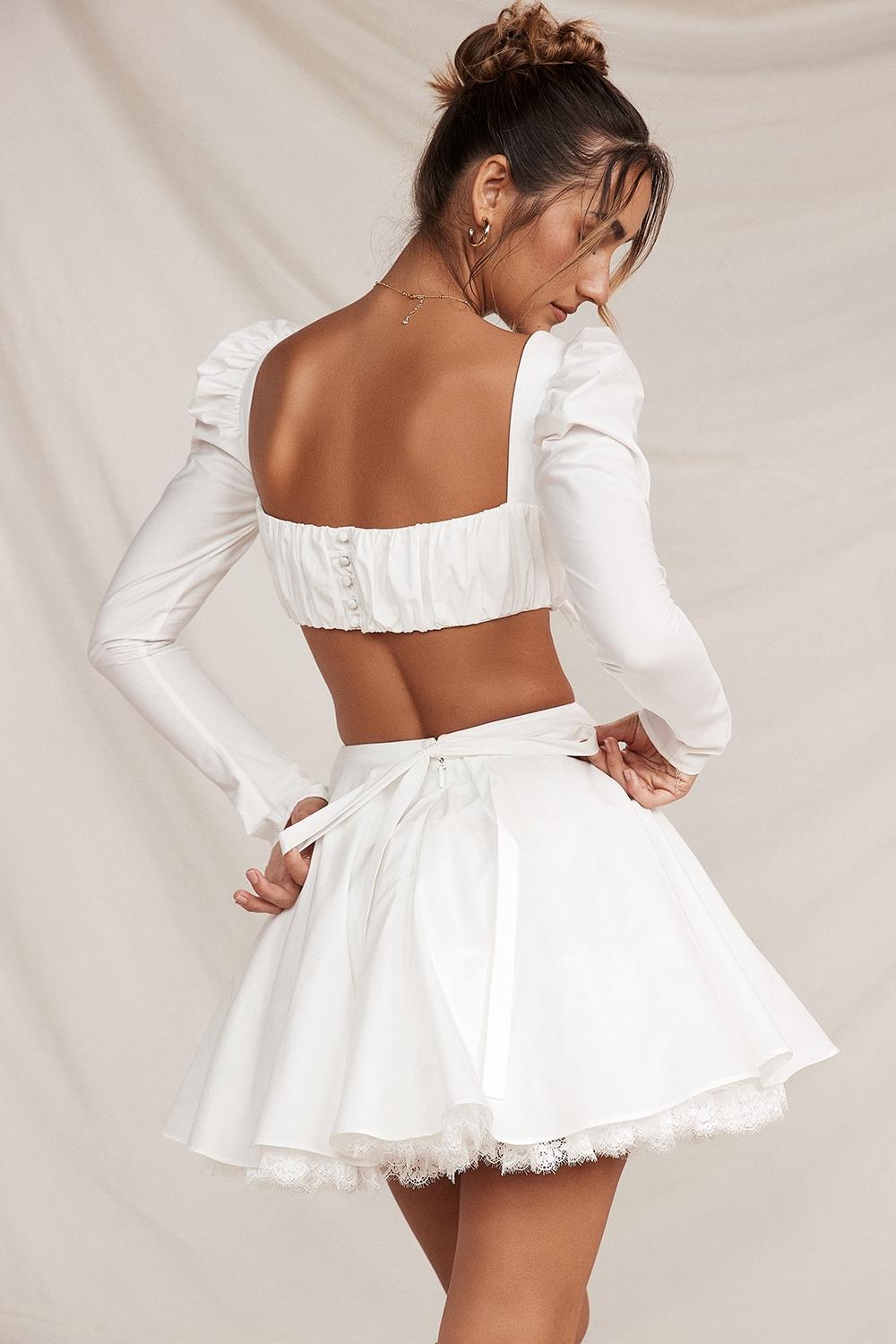 Nahla  white bow mini skirt Product Image