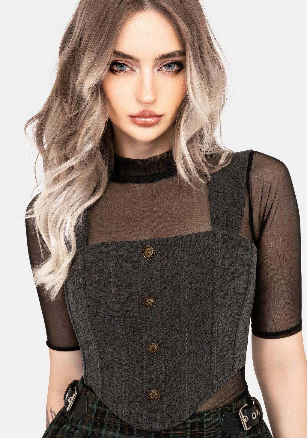 Ombra Button Front Sleeveless Corset Top Product Image