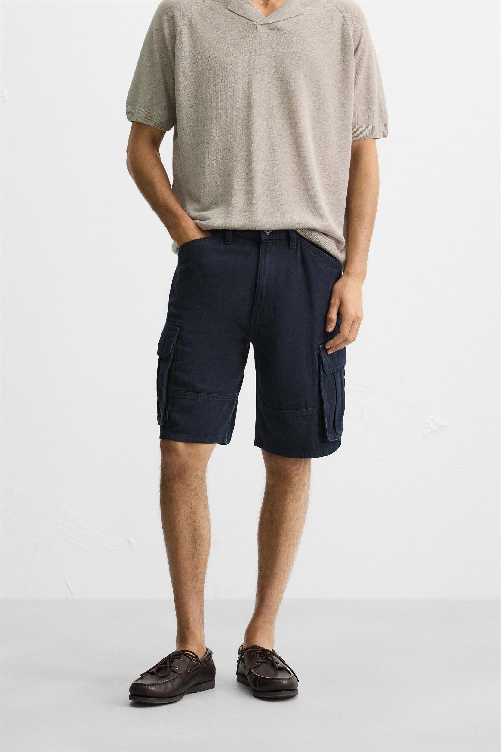 COTTON-LYOCELL CARGO SHORTS Product Image