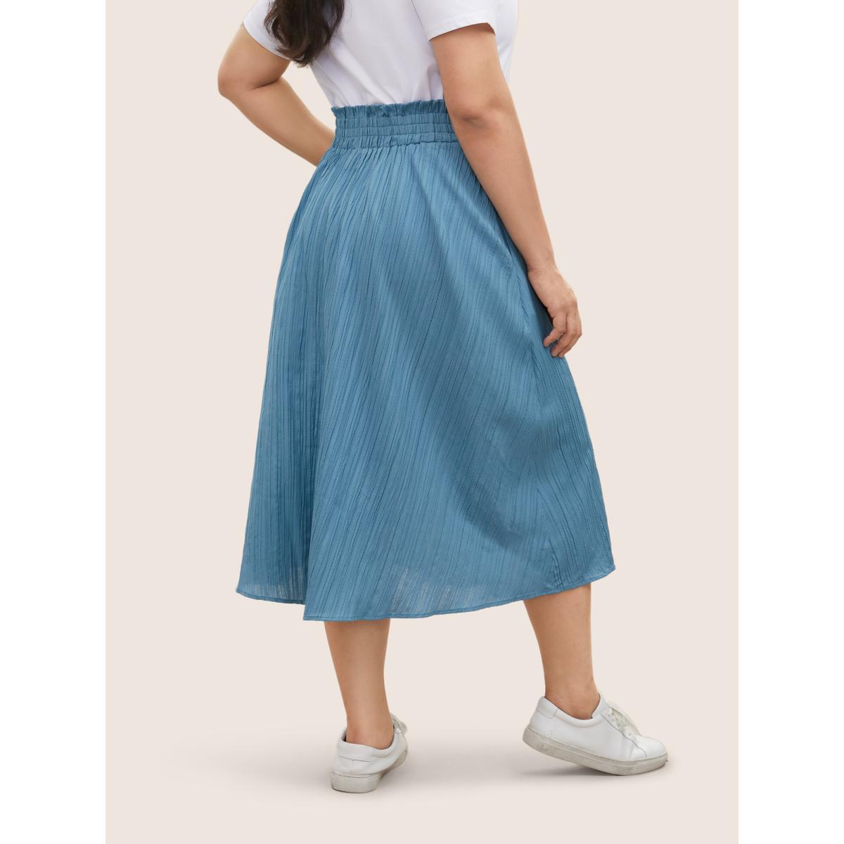 Plus Size Solid Plisse Pocket Paperbag Waist Skirt Women Stone Casual Non No stretch Slanted pocket Everyday Skirts BloomChic 12/L Product Image