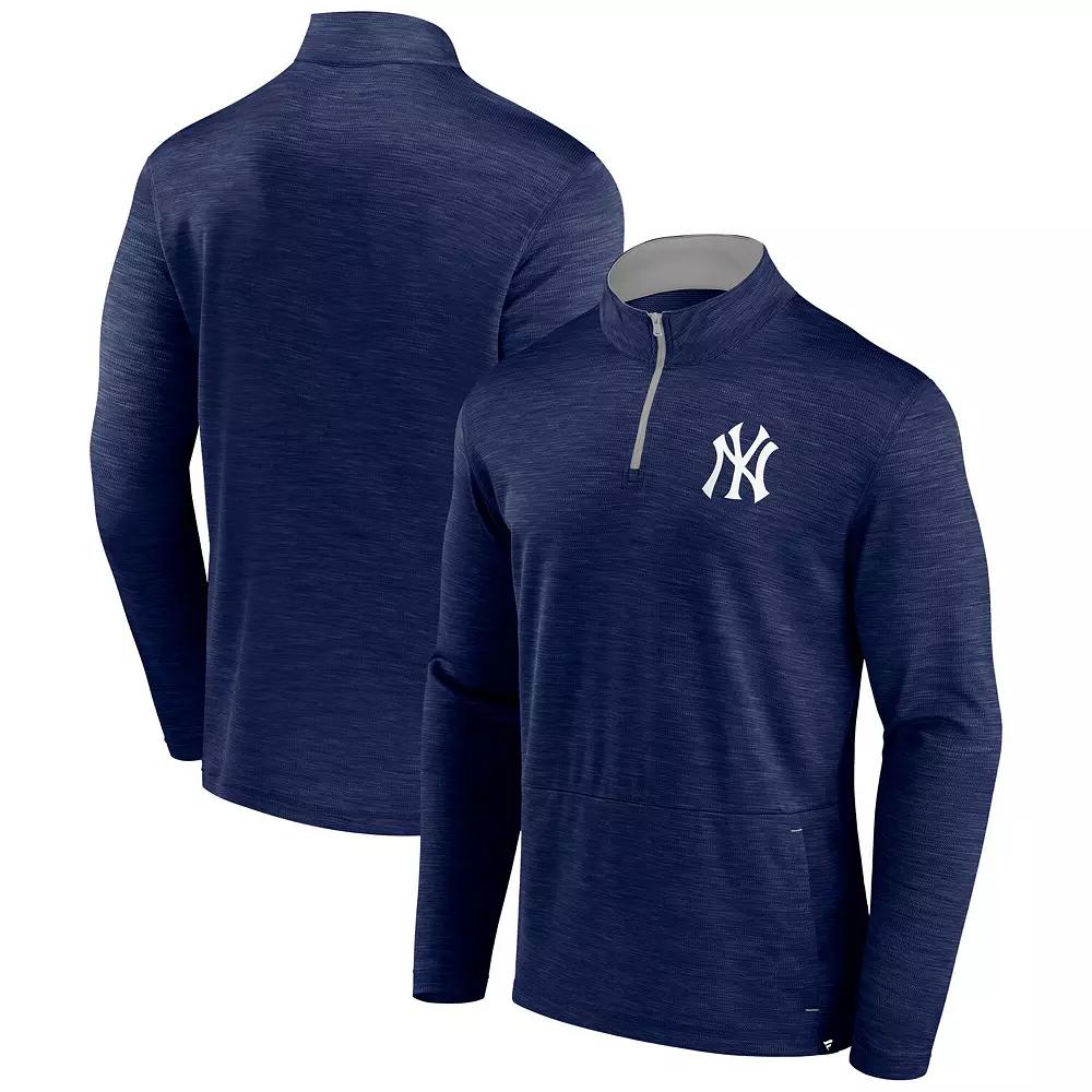 Men's Fanatics Heather Navy Milwaukee Brewers Fundamentals Quarter-Zip Pullover,  Product Image