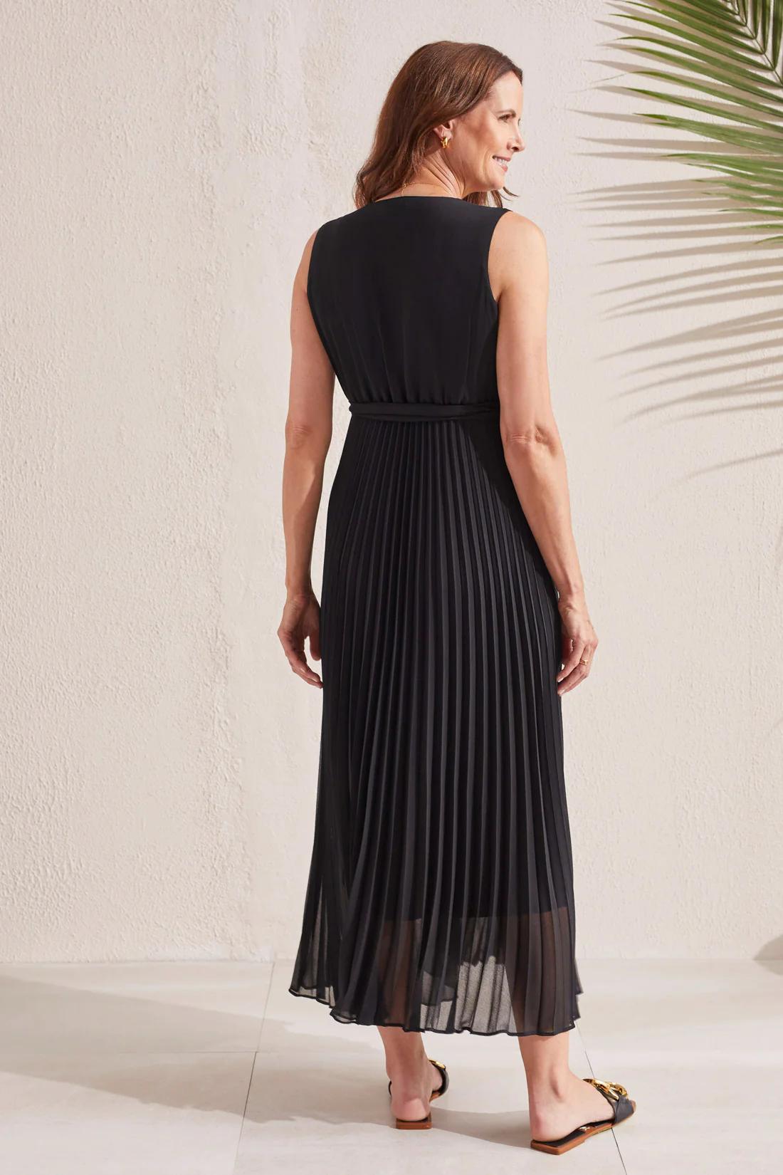 SLEEVELESS DRESS WITH PLEATED SKIRT Product Image