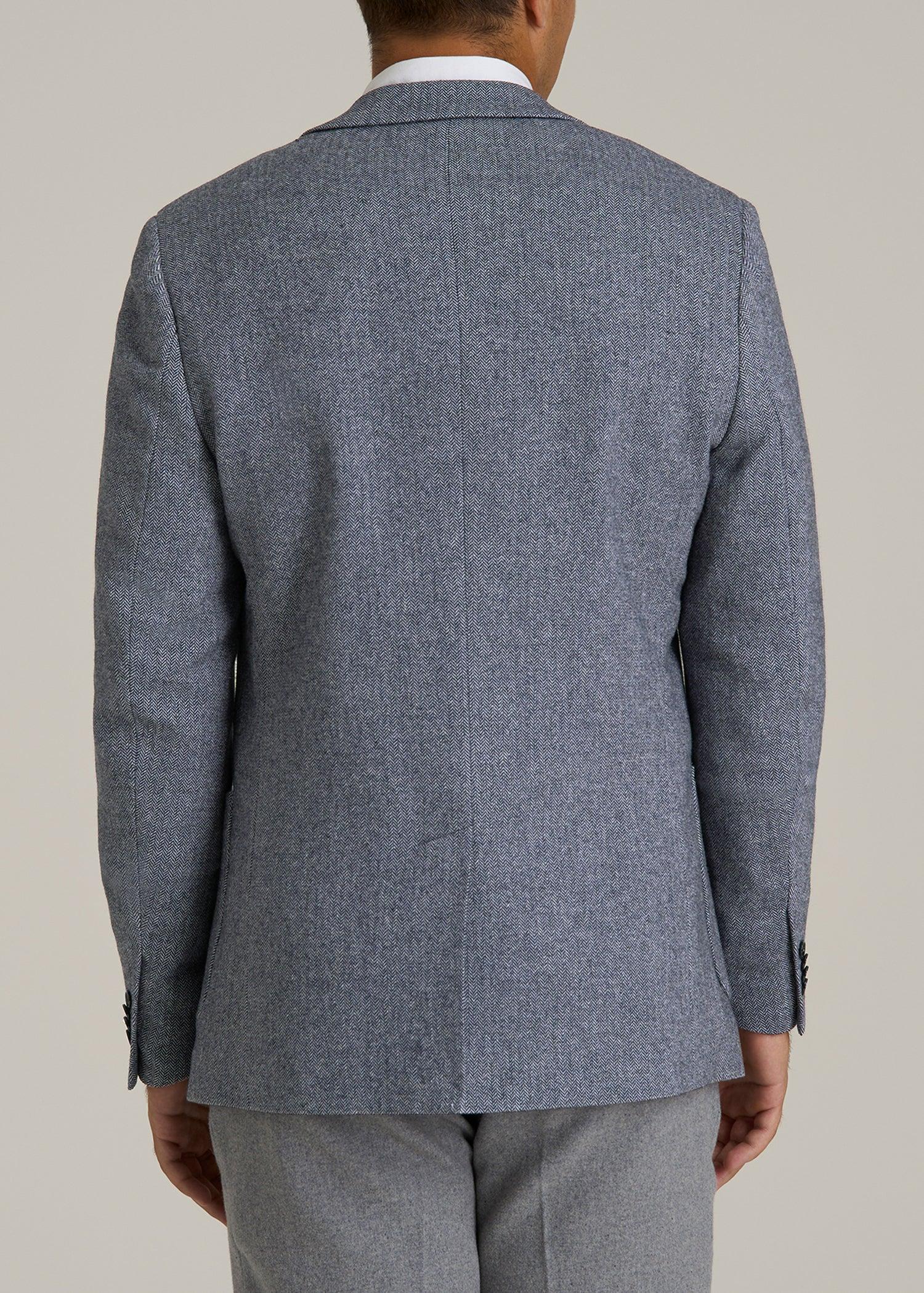 Wool Blend Blazer for Tall Men in Navy Herringbone Male Product Image