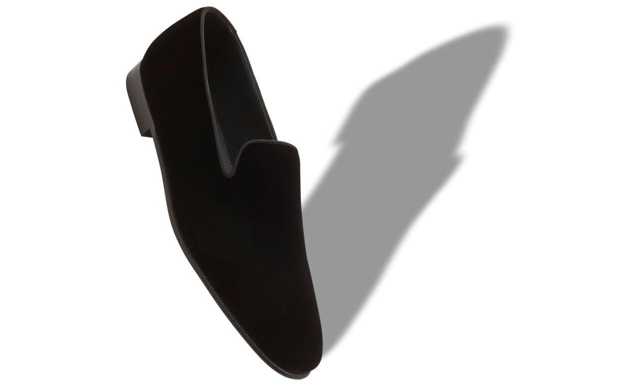 MARIO Black Velvet Loafers  Product Image