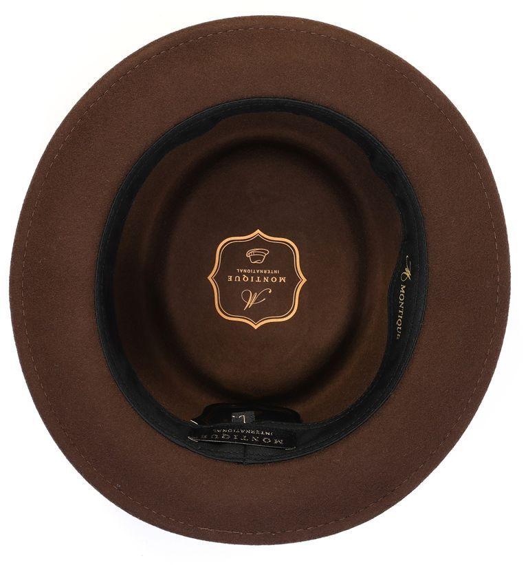Brown Pork Pie Fedora with Feather Accents Product Image