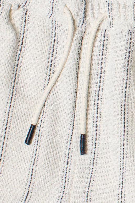 Black Striped Textured Woven Shorts Product Image