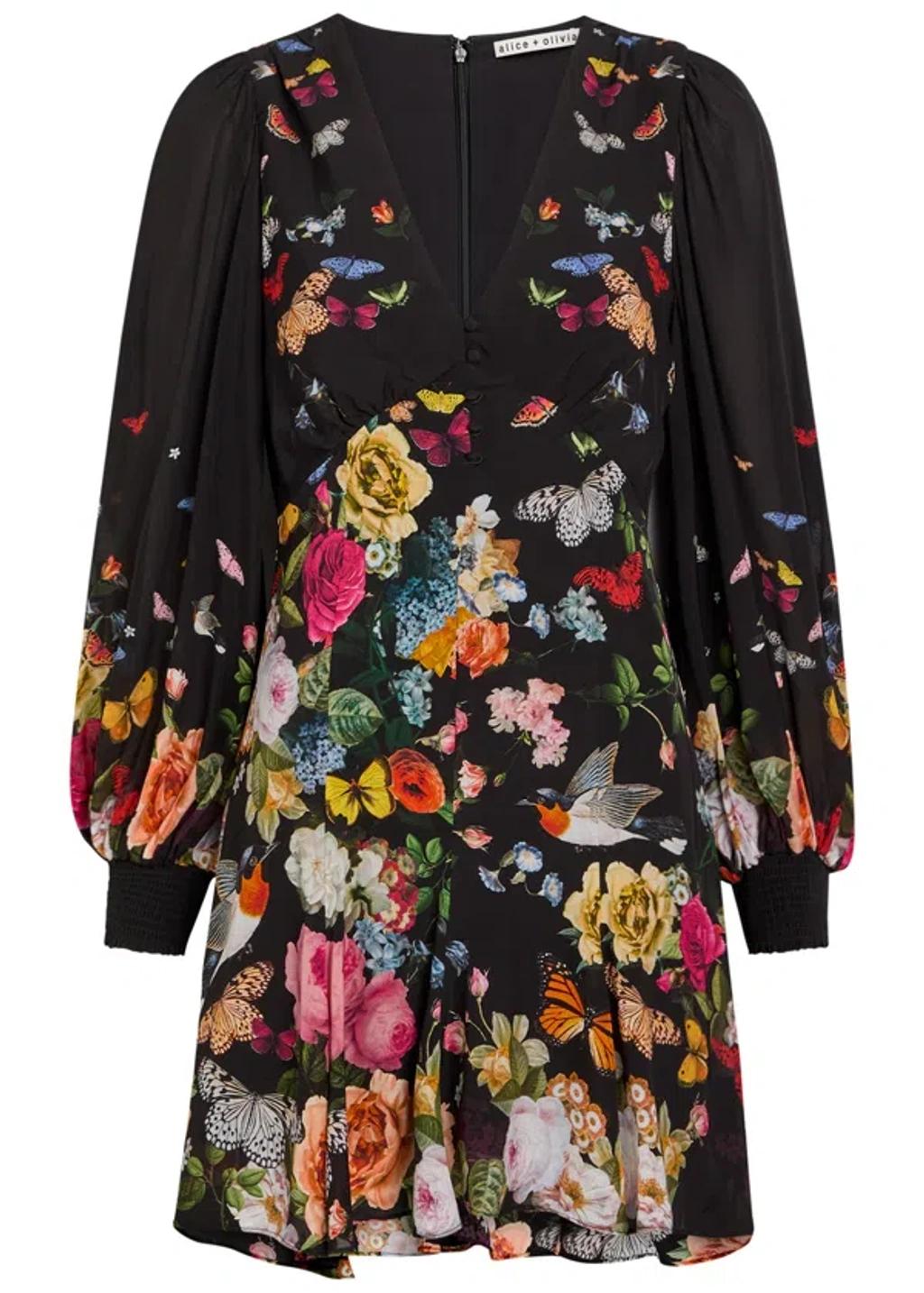 ALICE AND OLIVIA Irene Mini Dress Solar Strength Black In Multi Product Image