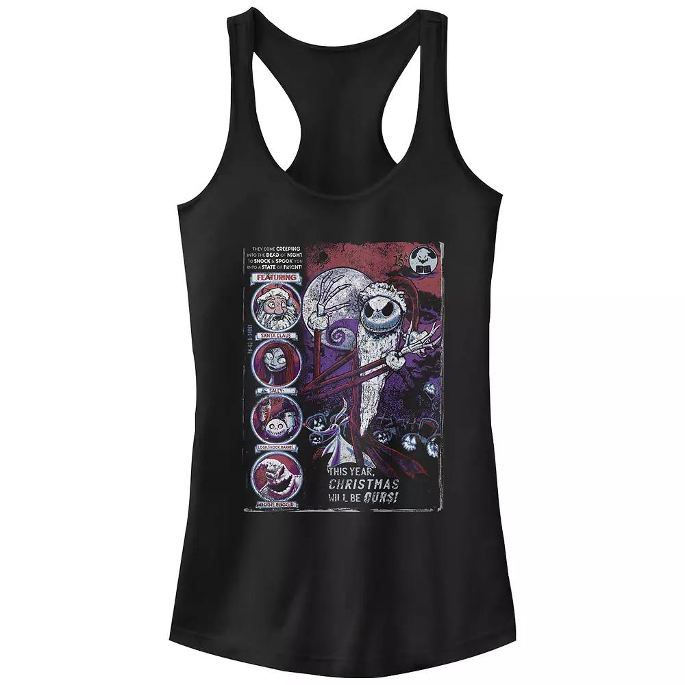 Disney's The Nightmare Before Christmas Characters Comic Book Cover Juniors' Racerback Tank Top, Girl's,  Product Image